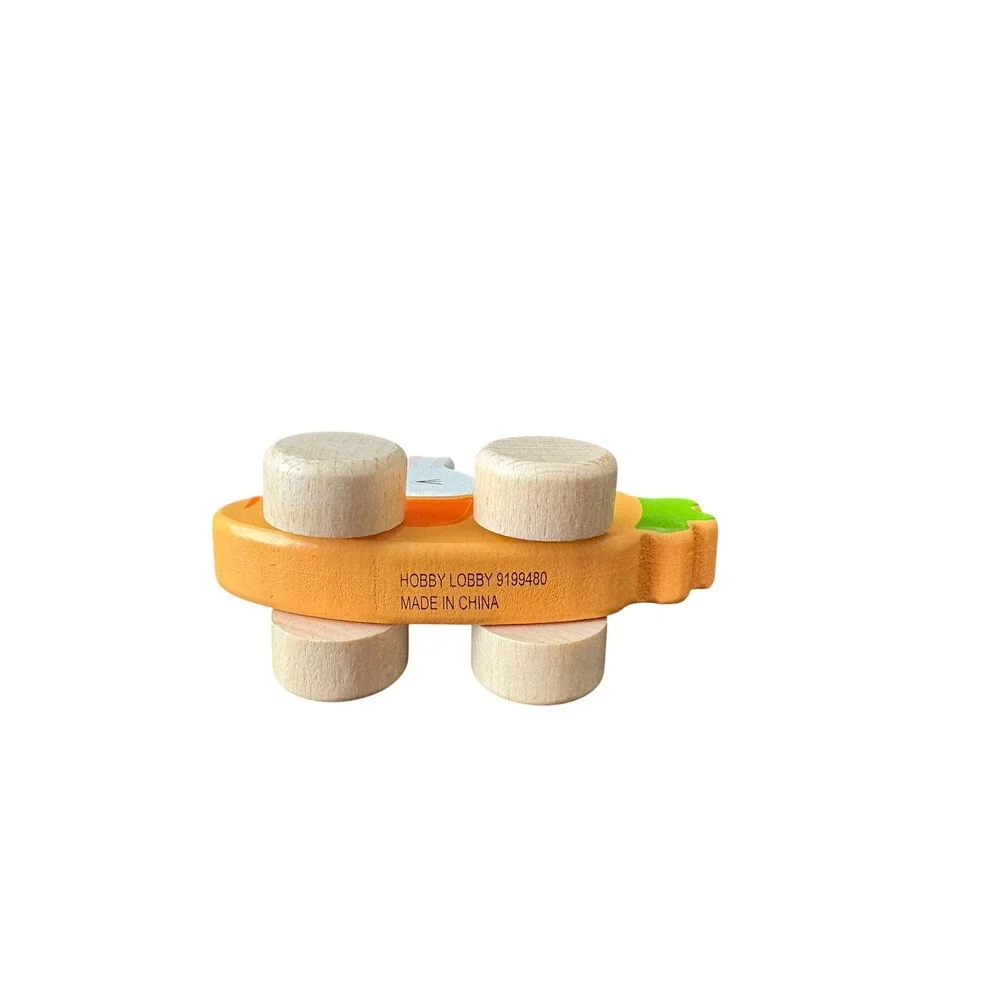 Hobby Lobby Wooden Bunny Carrot Push Toy Rolling Rabbit Easter Spring Wood Wheel